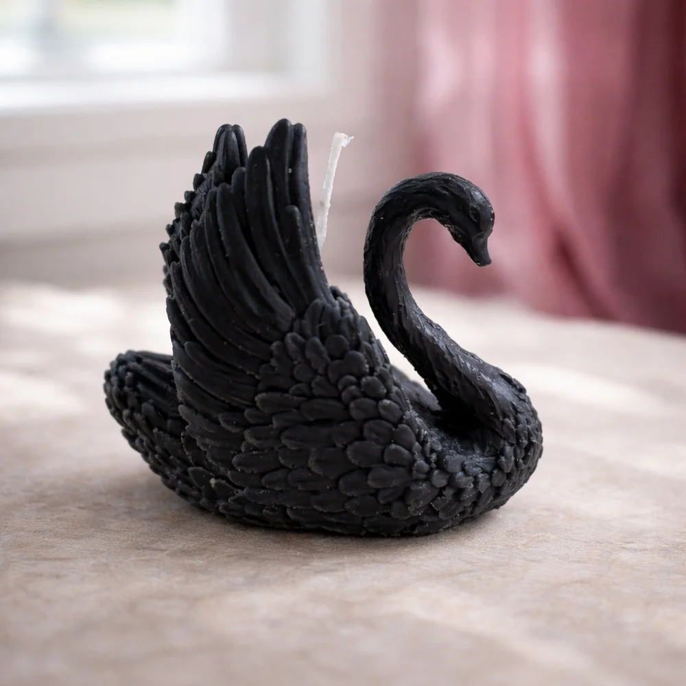 Black Swan Candle Handmade Beeswax Gothic Aesthetic Decor Gift